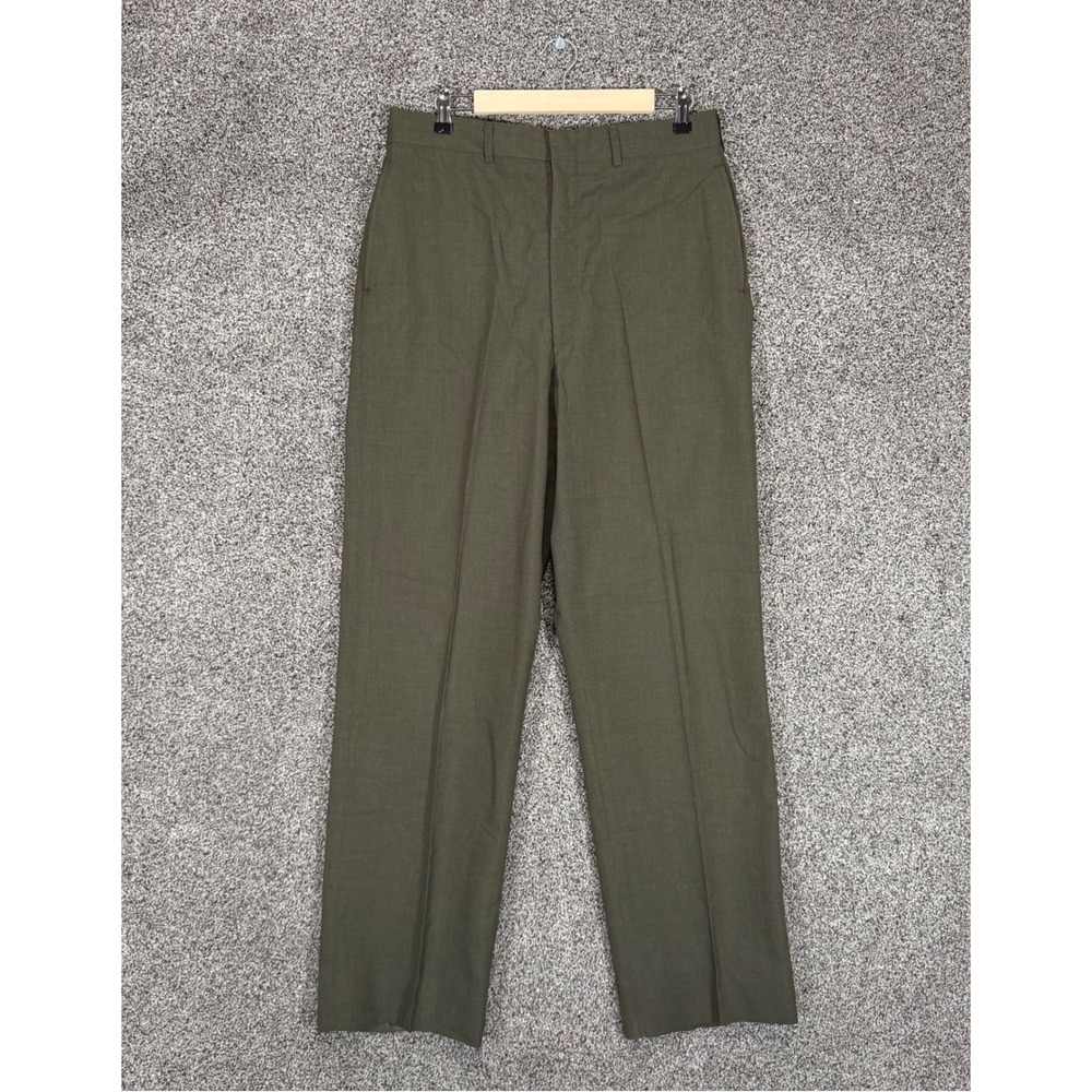 VTG 70s US Military Tropical Green 2241 Polyester Wool Trouser 34XL (Fits 32/34)